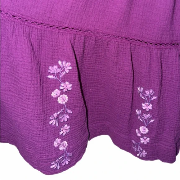 Johnny Was, Calme like new, cotton Purple Gauze Tiered Dress, size xl ๐๐ - Picture 8 of 14
